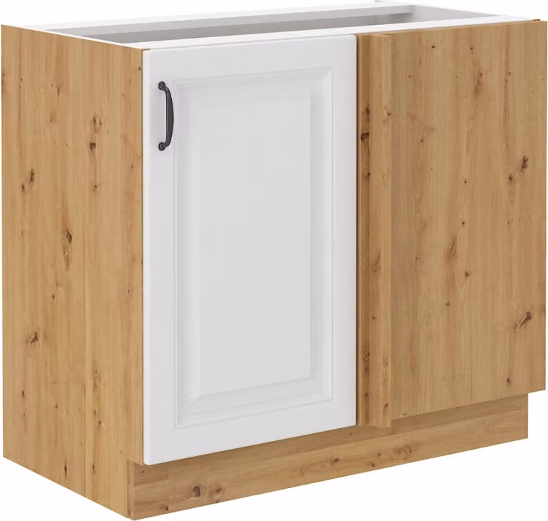 Armadietto allungato ad angolo SOPHIA - larghezza 105 cm, bianco / rovere artisan