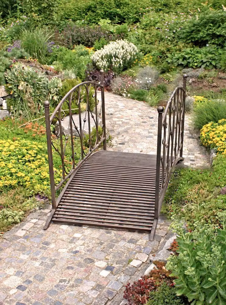Ponte da giardino DUKONO, con ringhiera; in acciaio, aspetto acciaio inox, smontato