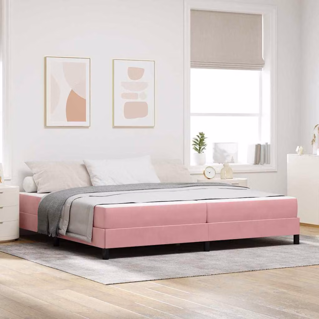 Maison Exclusive - Letto boxspring con materasso Rosa 200 x 200 cm Tessuto