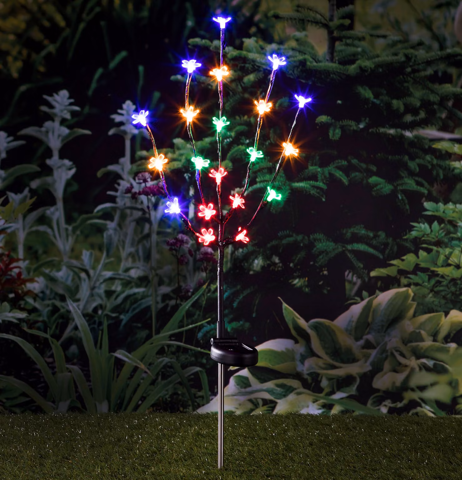 Spina solare a LED per fiori di ciliegio - 80 cm - Illuminazione decorativa da giardino con 20 LED colorati - Bastone luminoso decorativo a fiori per balcone e terrazza