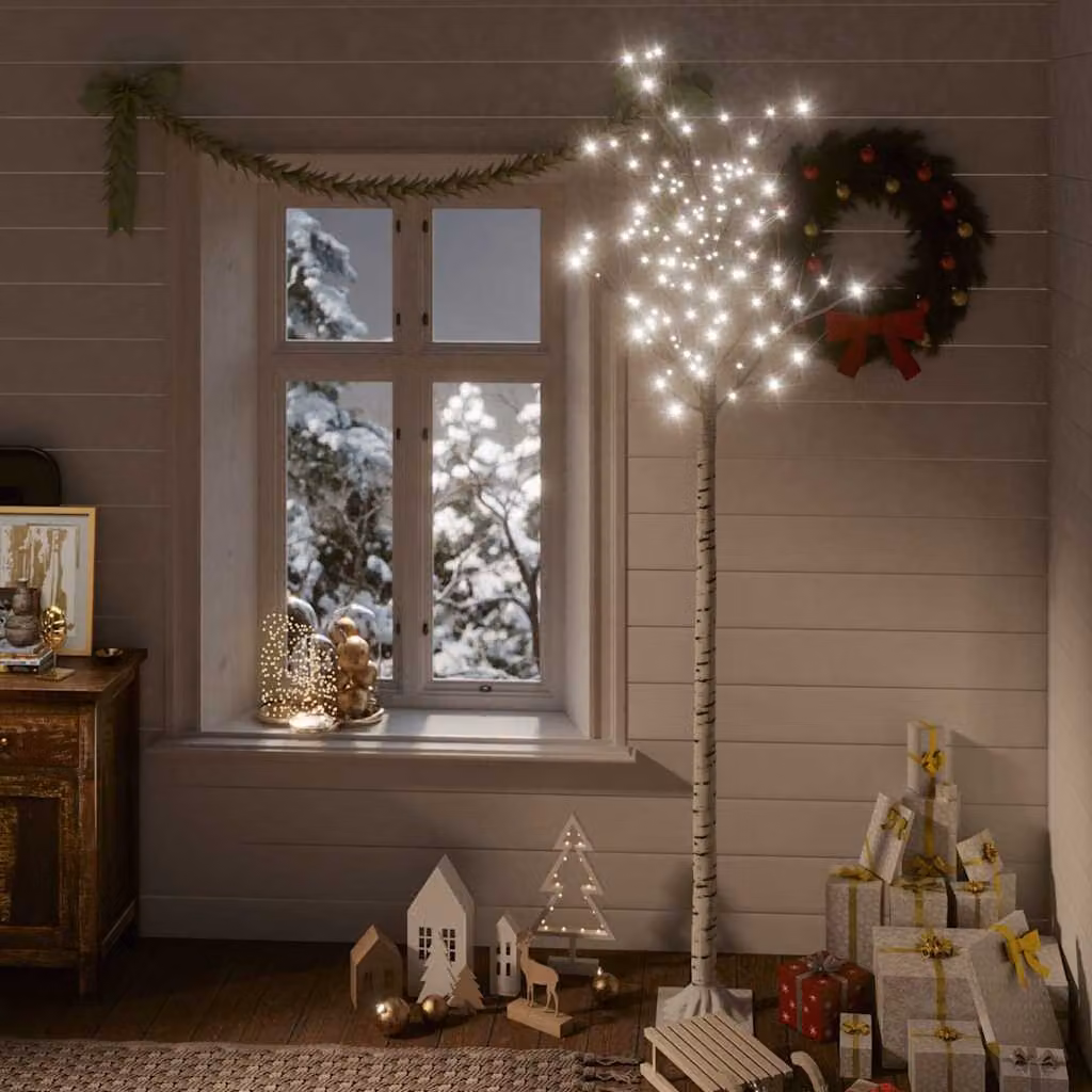 Albero di Natale vidaXL Bianco con 220 LED a luce bianca fredda per interno ed esterno