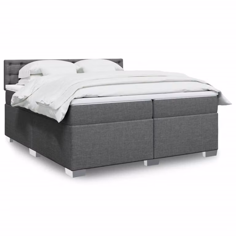 vidaXL Letto Ibrido con Giroletto a Molle e Materasso in Tessuto Grigio e Bianco, L/P: 200 x 200 cm