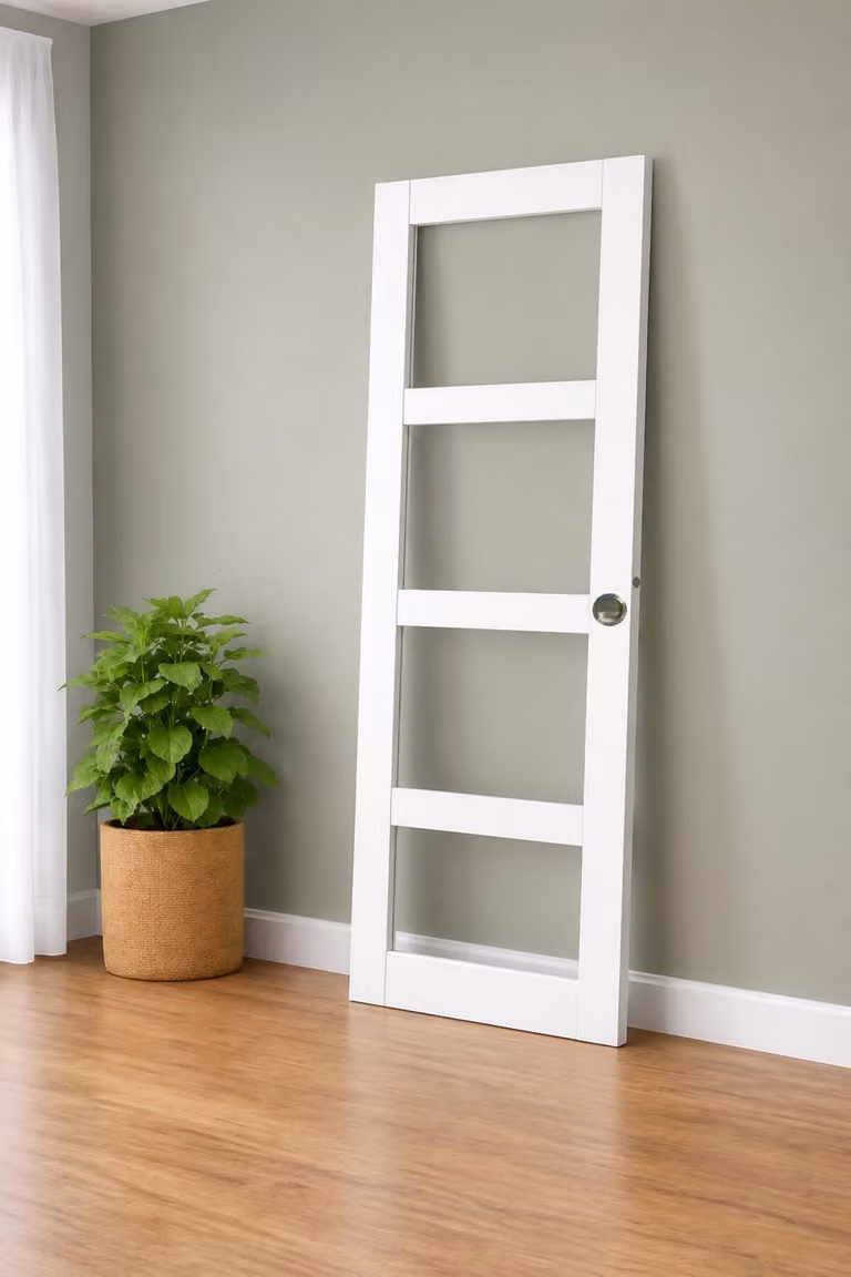 Porta scorrevole Tana bianca Vitree H204 x L63 + conchiglie e dito