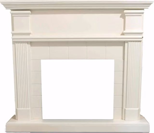 Sined Cornice Camino Caldera Bianco Made In Europe Per Inserto Elettrico Caminetto Vulcano Da 60 Cm o Bruciatore Ispica Da 75 Cm Design Classico Senza Tempo
