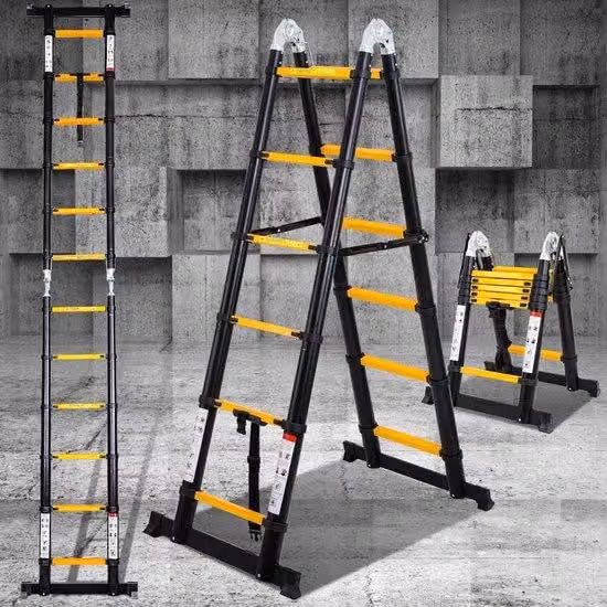 Telescopico per latte con asta stabilizzatrice - altezza 1,9 + 1,9 metri - giallo-verde con stabilizzatore
