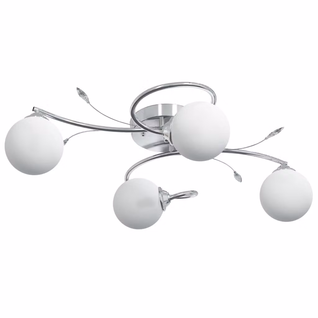 Lampada Soffitto con Paralumi Tondi in Vetro per 4 Luci LED G9