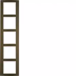 Berker 10153021 Cornice a 5 moduli B.3 in alluminio, marrone/bianco polare