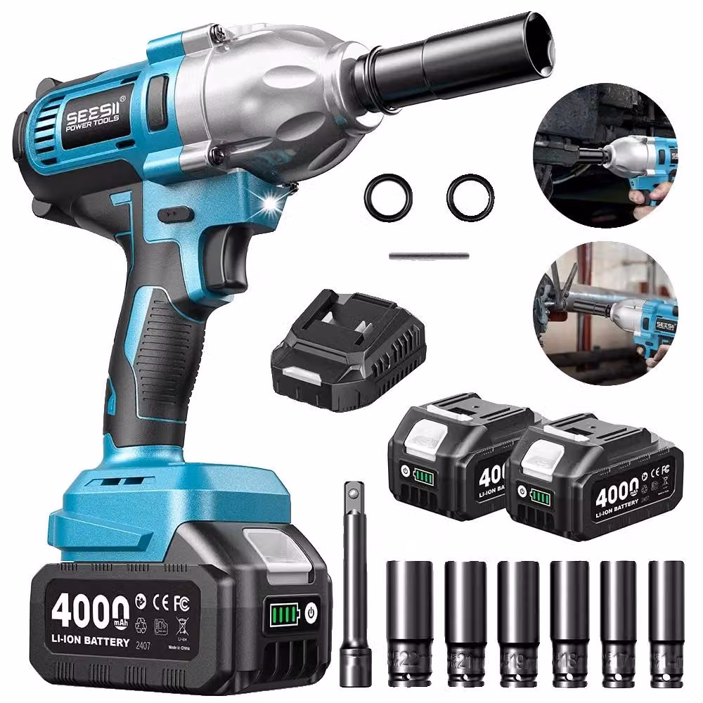 Avvitatore a impulsi, coppia elevata, sistema a doppia batteria, set completo con 2 batterie
