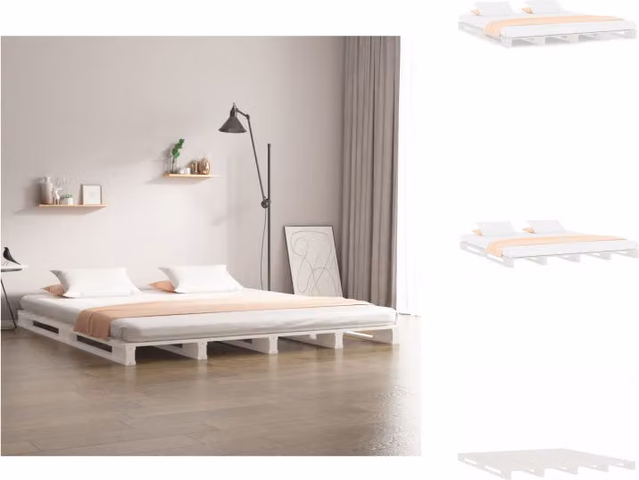 vidaXL Letto a pallet bianco 120x190 cm in legno di pino massiccio - Letti e strutture letto