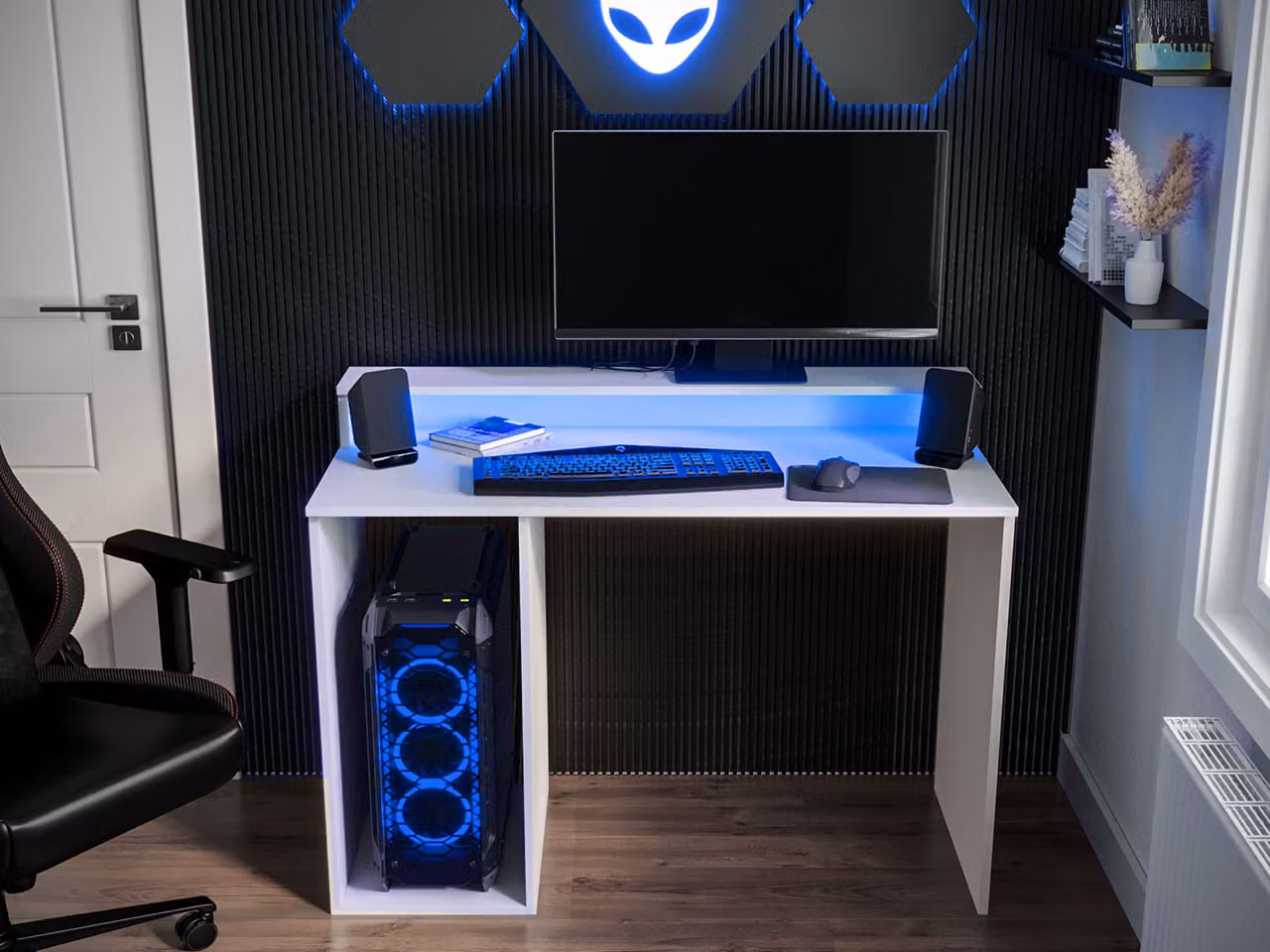 Tavolo per computer con illuminazione a LED PACHO 2 - bianco