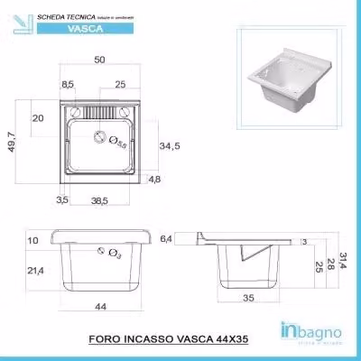 Mobile lavatoio Desya bianco con vasca in resina e asse lavapanni L: 50 cm, P: 50 cm, H: 85 cm