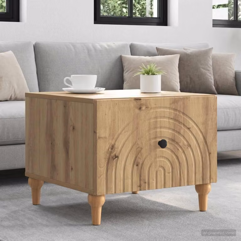 vidaXL Tavolino da salotto moderno in legno color rovere, rettangolare, L 49 cm x P 50 cm x H 40 cm