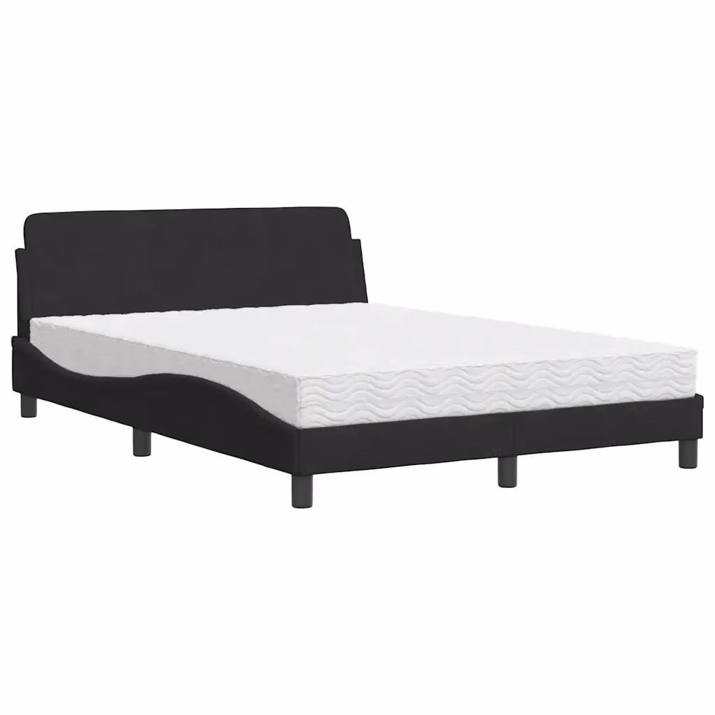 Letto con Materasso Dover vidaXL in Velluto Nero L/P: 140 x 200 cm – 2