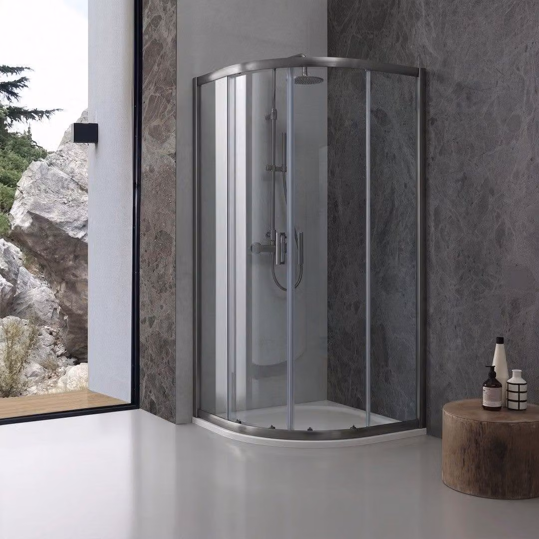 Box doccia semicircolare 80x80 cm gun metal cristallo trasparente ante scorrevoli | City