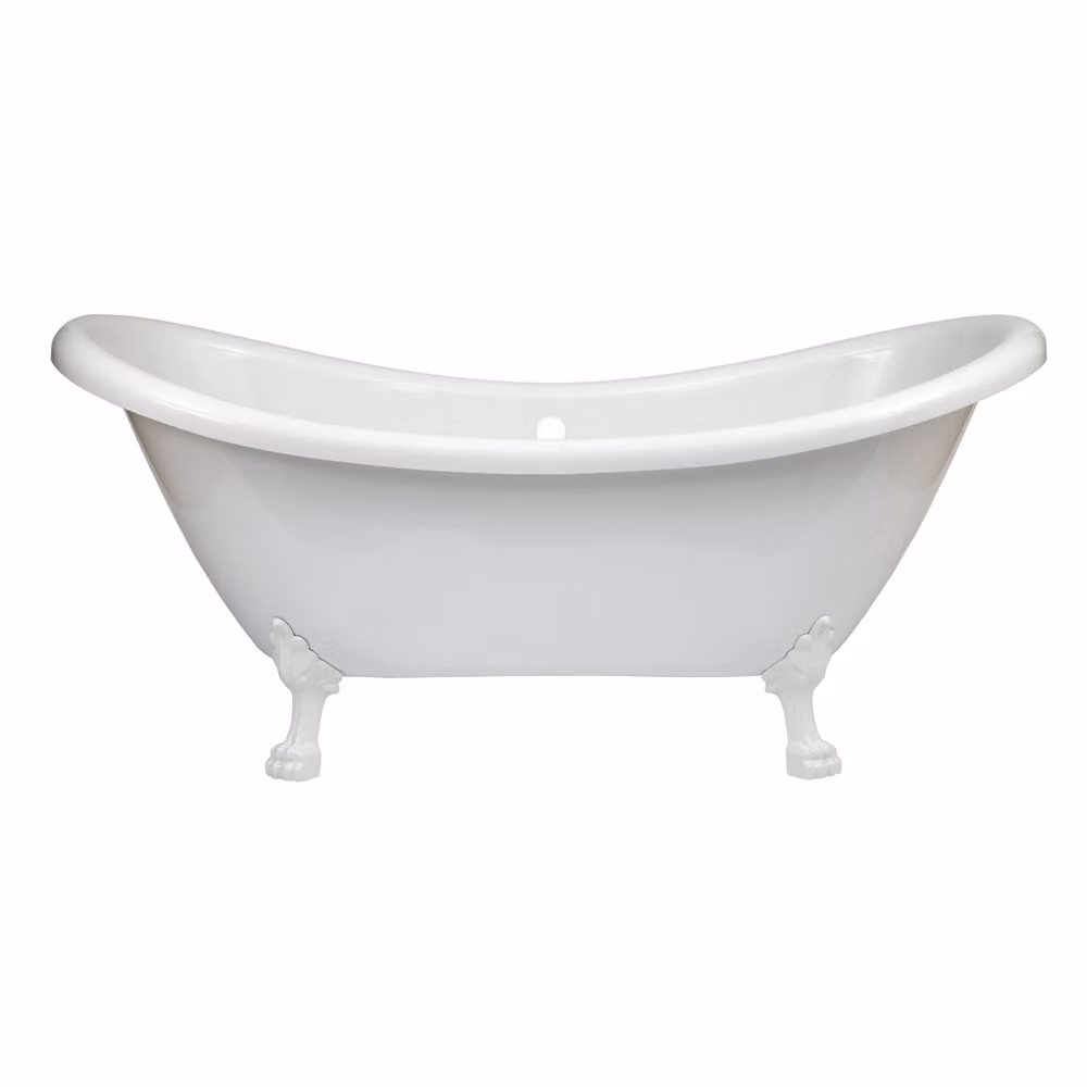 Vasca da Bagno Centro Stanza Classica in Acrilico 1750 x 730mm con Piedini a Zampa di Leone Bianchi - Legend