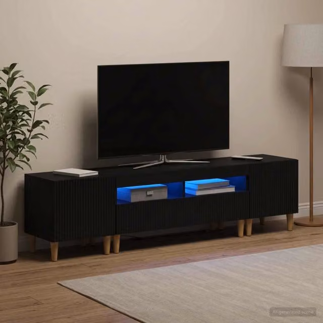 Mobile TV LED a 3 pezzi ARNHEM 3 pz Nero Legno ingegnerizzato 3416594