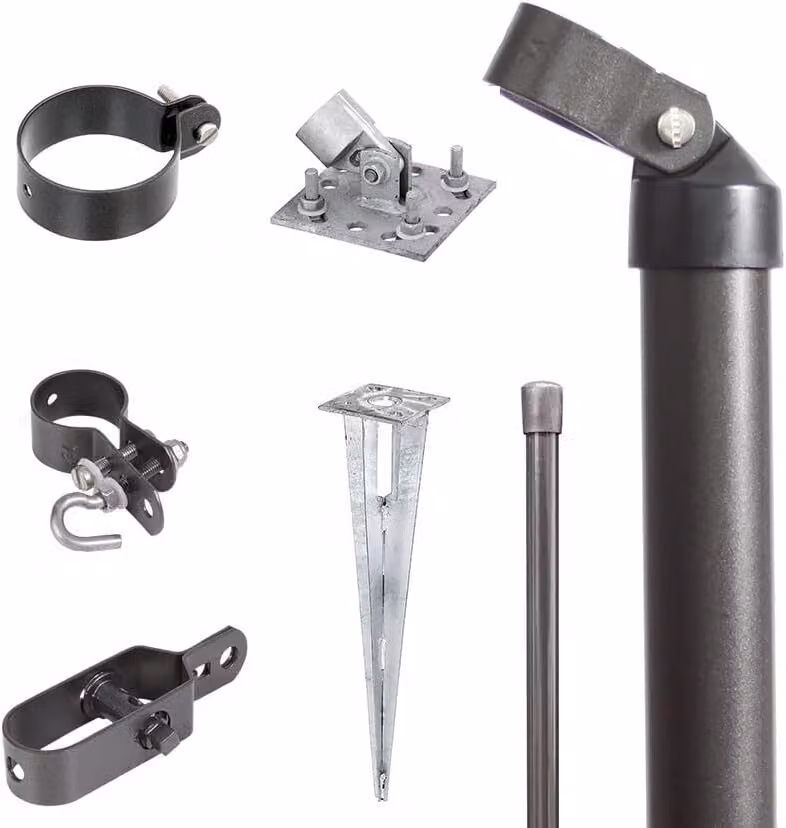 Alberts 634391 Set di collegamento per cancello in filo metallico e recinzione in rete metallica, set, 2s, zinco-fosfatato antracite-metallico, con manicotto di fissaggio a terra, Ø cancello: 60 mm, altezza recinzione: 800 mm