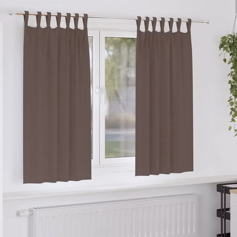 Set di 2 tende blackout vidaXL con anelli in poliestere, colore marrone, L: 175 cm x H: 140 cm