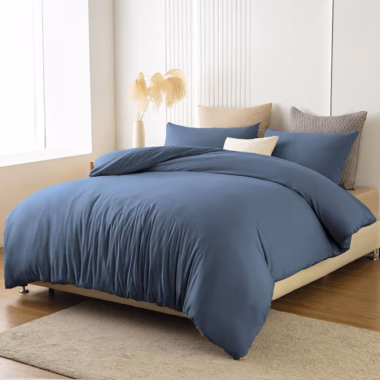 Set di copripiumino 180x200 cm - Microfibra - Con chiusura a zip - Azzurro chiaro