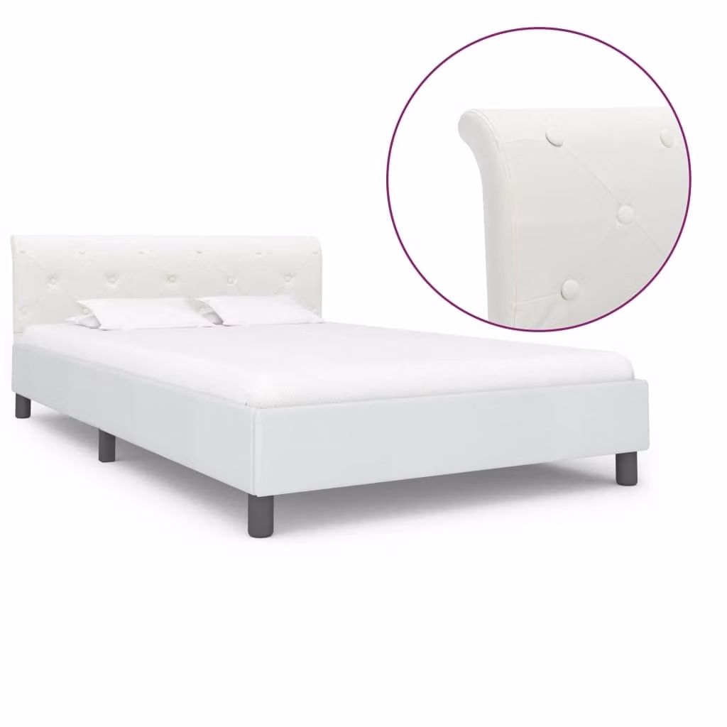 vidaXL Struttura letto in Pelle finta bianca 140×200 cm - Struttura letto - Cornici letto - Struttura letto - Letto