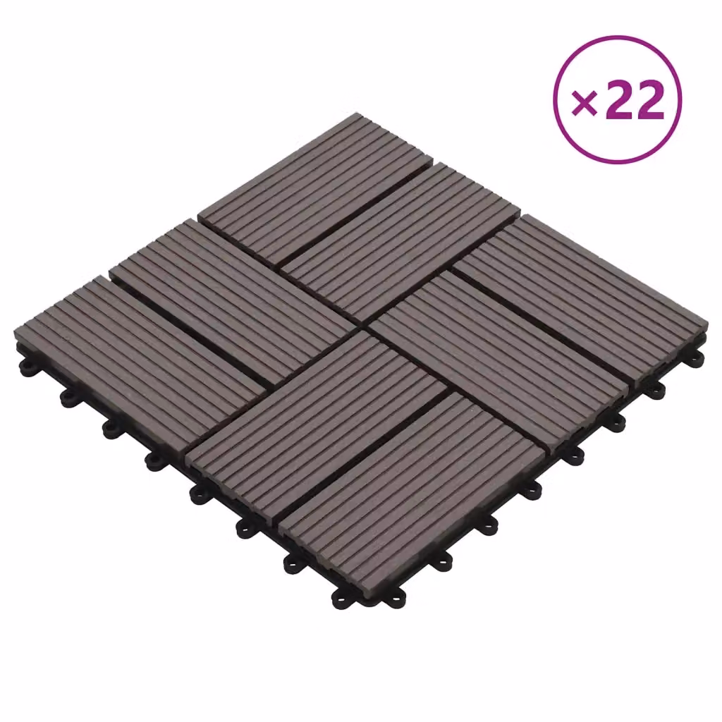 Set di 22 piastrelle per decking vidaXL in WPC marrone, L/P: 30 x 30 cm – 2