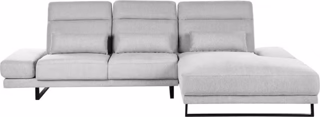 Divano angolare a sinistra BELIANI in tessuto grigio con schienale regolabile e cuscini inclusi L/P/H: 320 x 105 x 129 cm