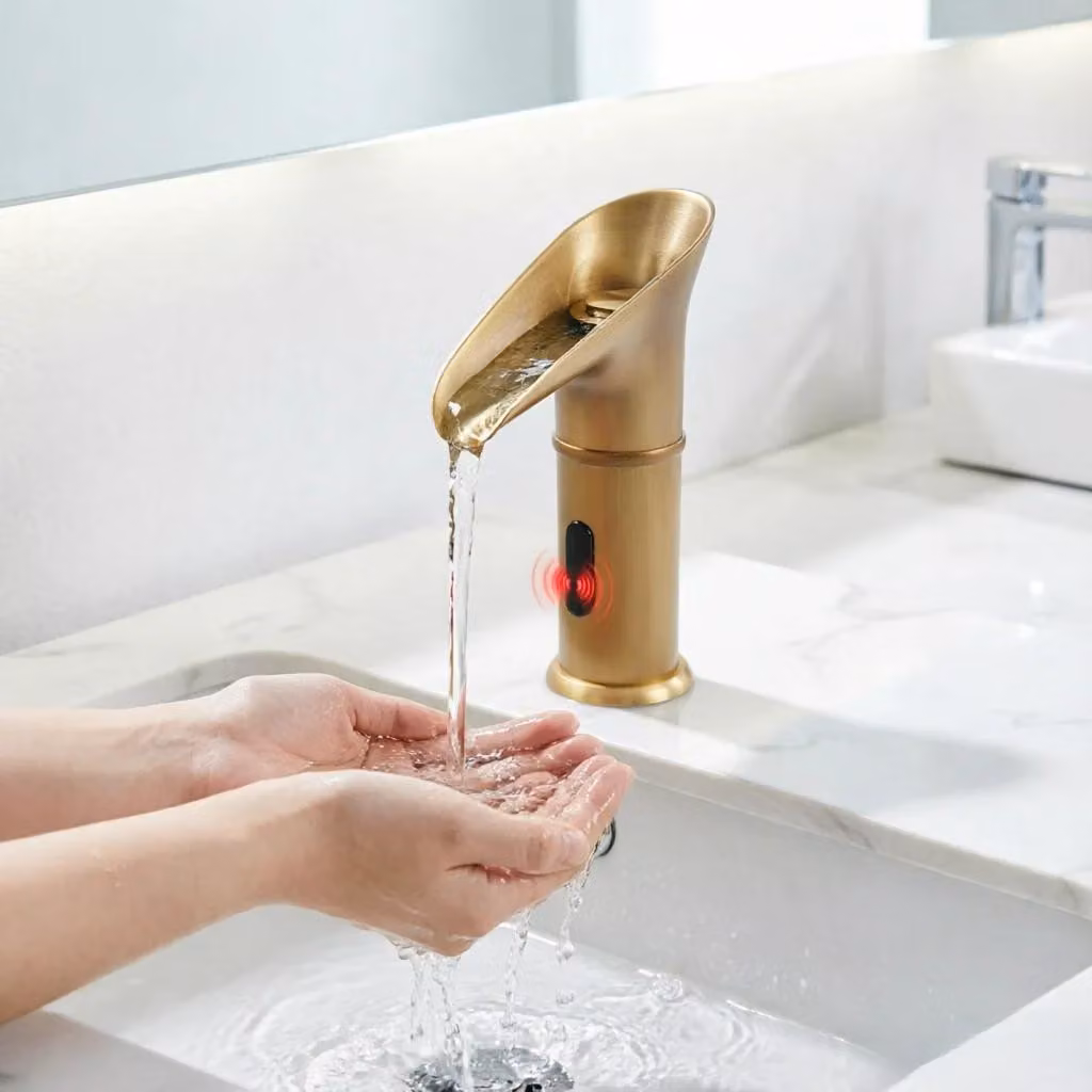 Miscelatore per lavabo - Rubinetto con sensore - Senza contatto - Erogatore a cascata - Igienico - Riduce il rischio di infezioni