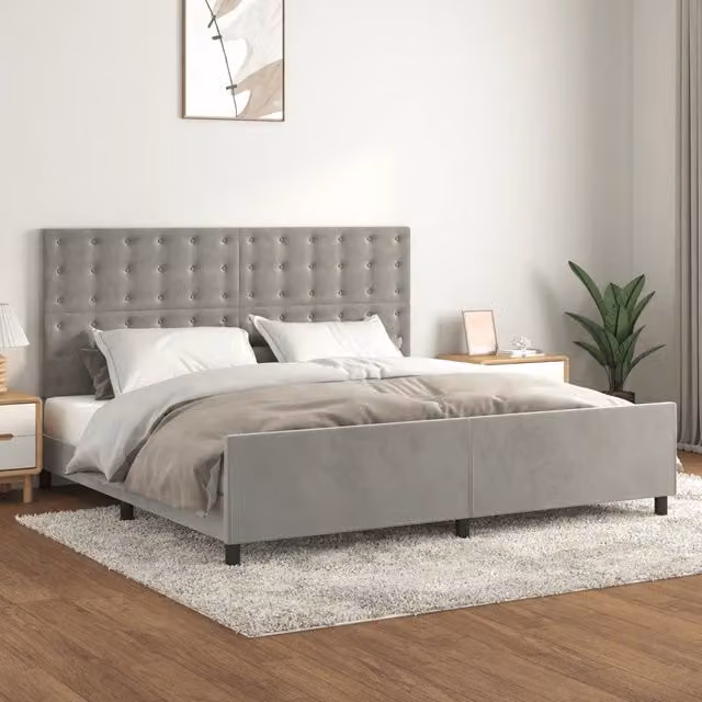 Giroletto senza materasso vidaXL in velluto grigio L/P/H: 200 x 200 x 31 cm