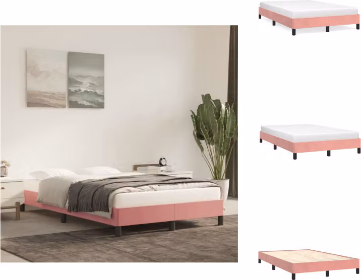 vidaXL Struttura letto rosa 120x200 cm in velluto - Letti e strutture letto