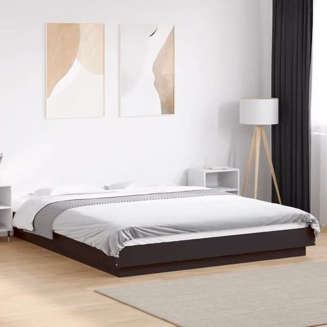 Giroletto con Luci LED Nero 150x200 cm in Legno Multistrato 3281092