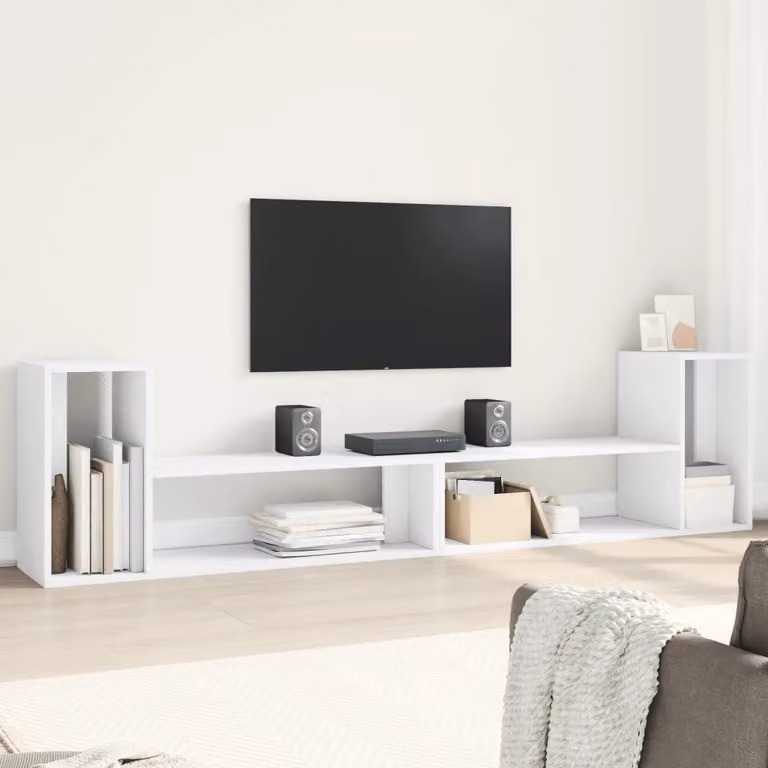 Mobile TV moderno vidaXL in legno e MDF bianco con scomparti multimediali