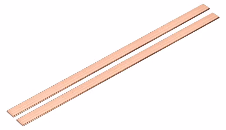 2 barre piane in rame, dimensioni 1x8x330 mm, tipo C110