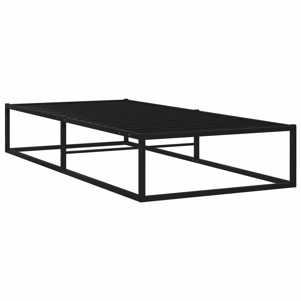 Letto singolo moderno in metallo nero con struttura a doghe fisse per adulti L/P: 200 x 90 cm – 2