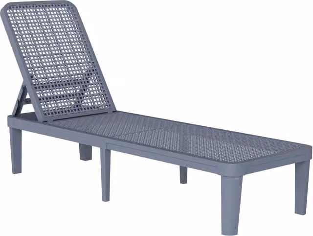 Poltrona Reclinabile da Giardino Outsunny Grigia con Poggiatesta Regolabile L: 191 cm, P: 55 cm, H: 35,5 cm