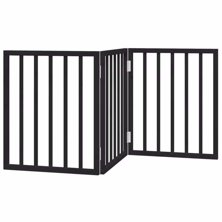 Cancello per Cani Pieghevole 3 Pannelli Nero 150cm Legno Pioppo