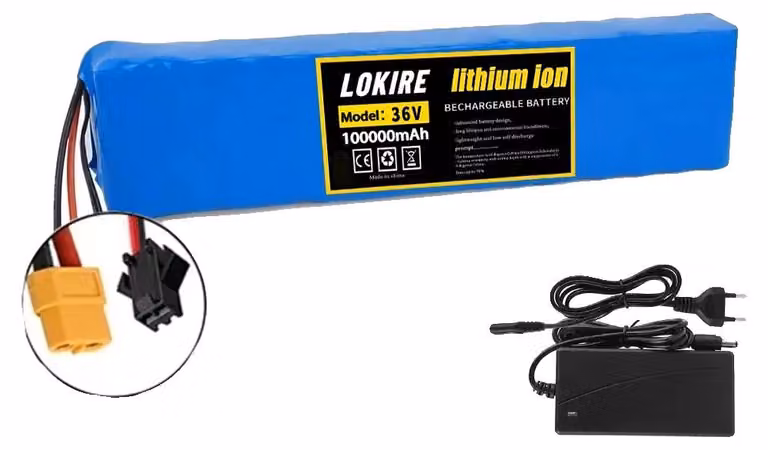 Batteria agli ioni di litio, capacità 100 Ah, tensione 36 V, caricabatterie XT60-SM