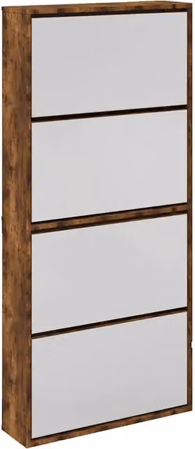 Scarpiera | Mobile per scarpe con Specchio a 4 Livelli Rovere Fumo 63x17x134 cm