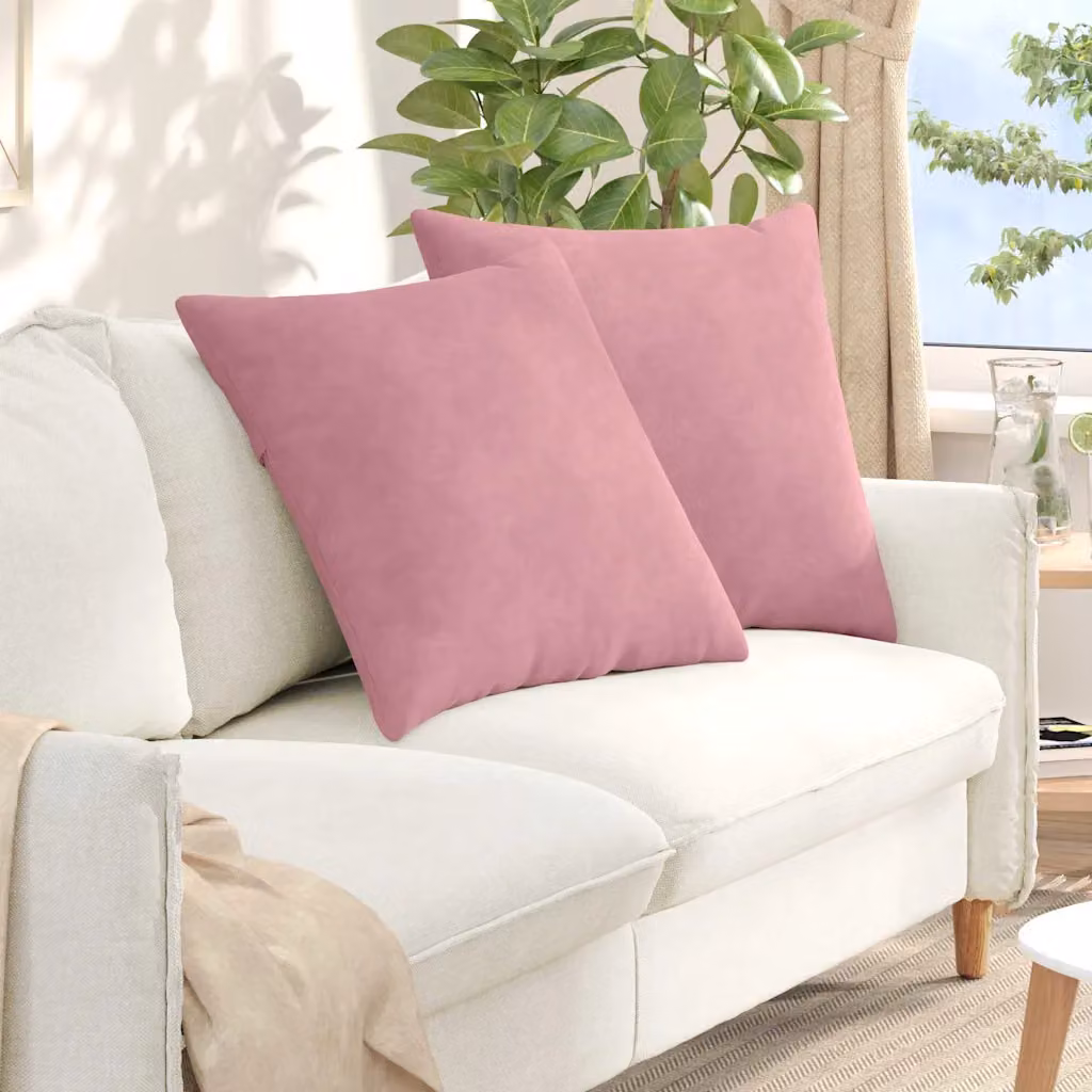 Set di 2 cuscini da divano quadrati vidaXL in tessuto a coste rosa, L 80 x P 80 cm