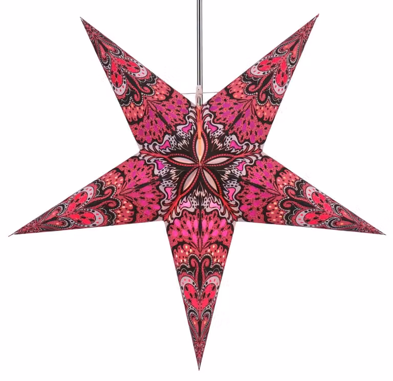 Stella di carta, 60 cm, pieghevole, illuminata, colore rosa/lilla, marca Nestor