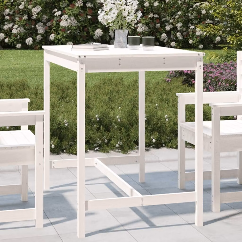 Maison Exclusive - Tavolo da giardino bianco 121x82,5x110 cm in legno massello di pino