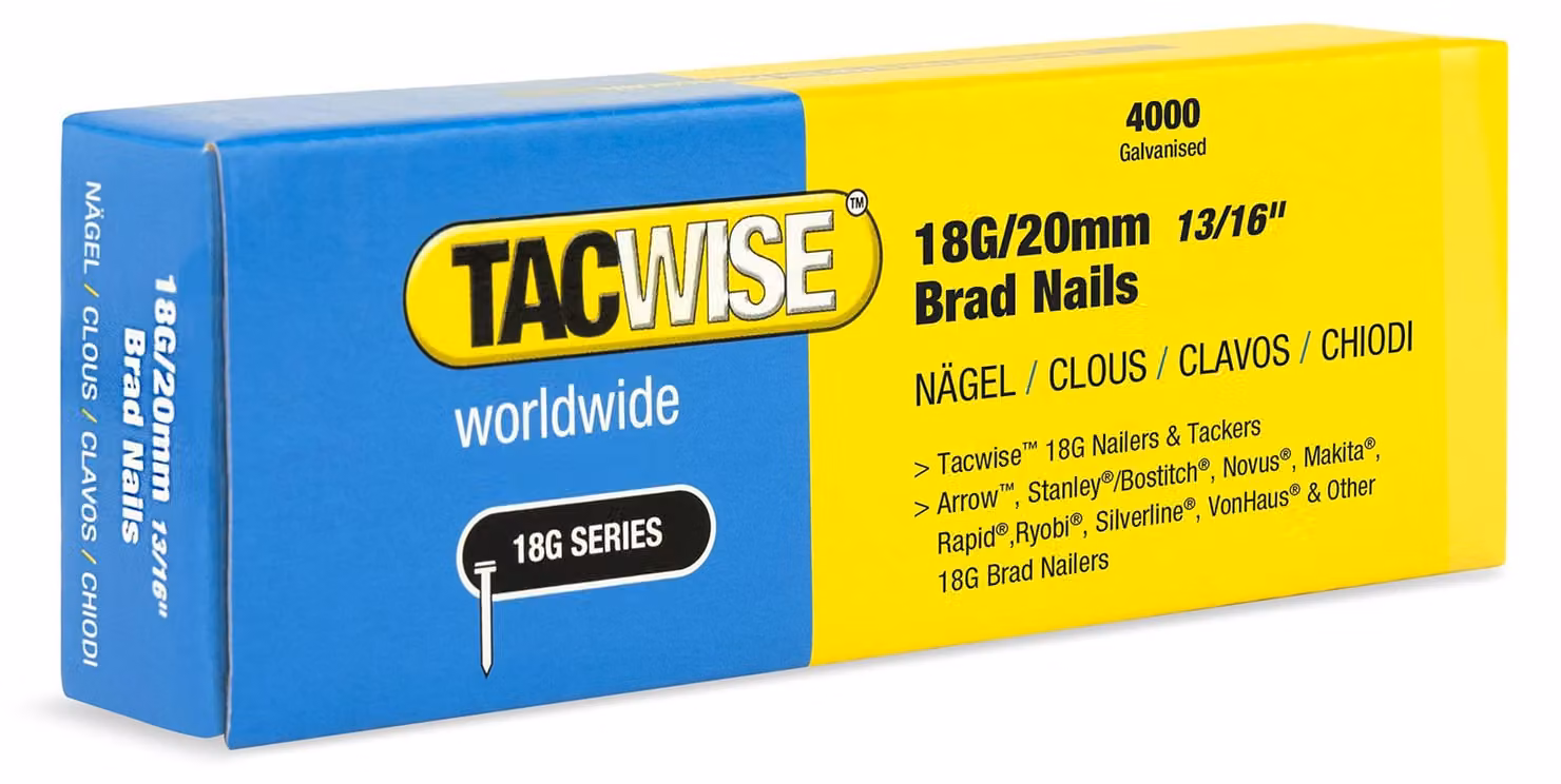 Tacwise 1709, chiodi a testa piatta, tipo "brad", 18G/20 mm, zincati, confezione da 4000 pezzi