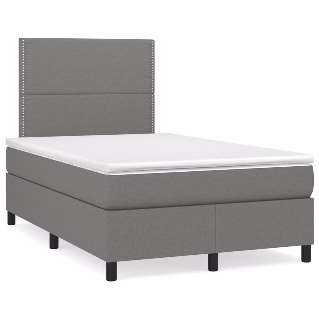 Giroletto a Molle con Materasso Grigio Scuro 120x200 cm Tessuto