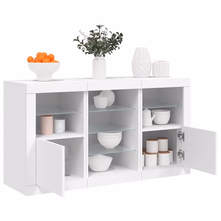 vidaXL Credenza Moderna Bianca con Luci LED integrate L: 123 cm, P: 37 cm, H: 67 cm