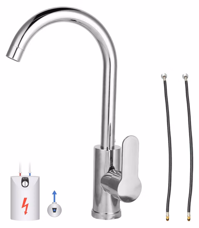 Rubinetto da cucina in ottone con bocchetta flessibile per acqua calda e fredda
