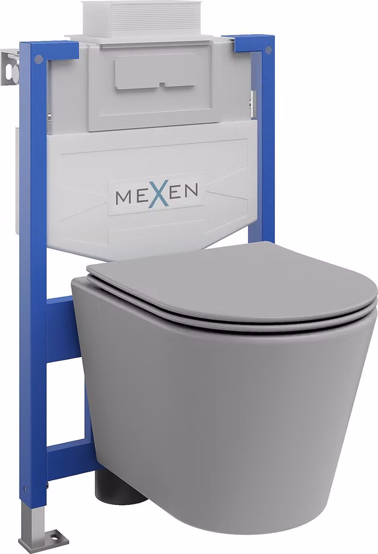Mexen set incasso WC struttura Fenix XS-U con tazza WC Rico e sedile a chiusura rallentata, grigio chiaro opaco - 68530724061
