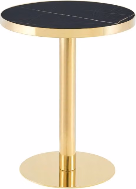 Tavolino rotondo moderno REDOM in MDF e metallo nero e oro L: 73,5 cm, P: 71 cm, H: 24 cm