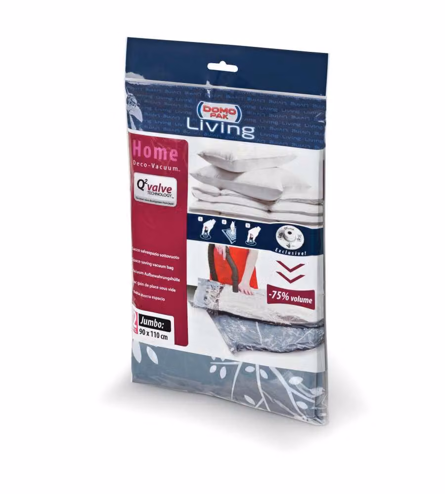 Set di 2 sacchi sottovuoto con valvola Domopak Living Trasparente L 90 cm x P 110 cm – 2