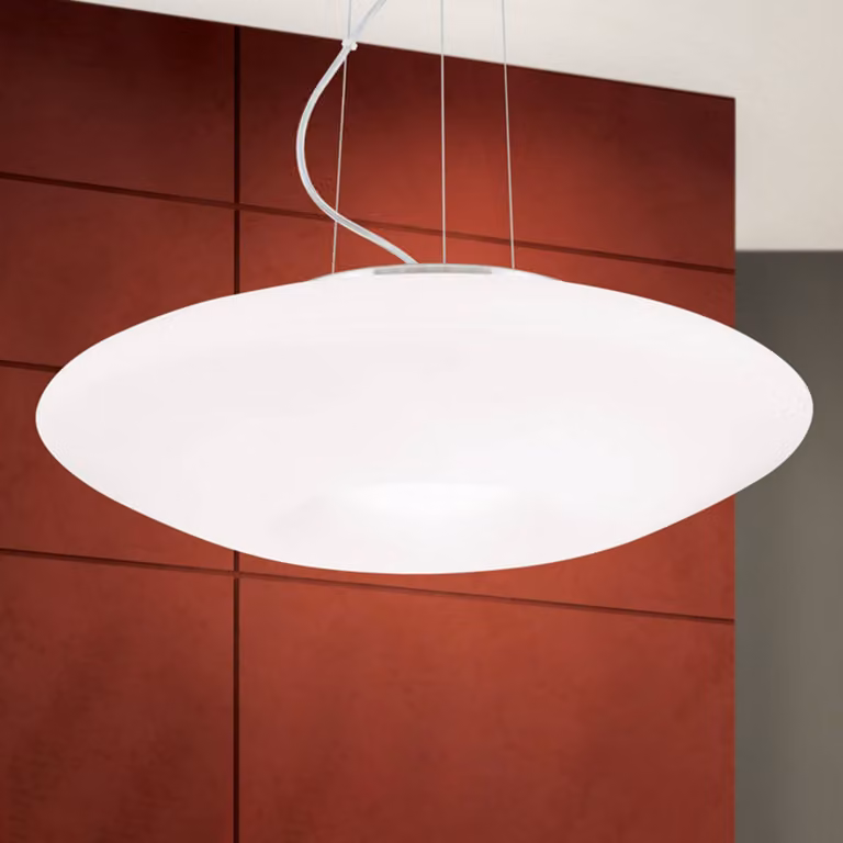 ORION Lampada a sospensione in vetro Blanc, dimmerabile, Bianco / Opale, Soggiorno / Sala da pranzo, Vetro, Moderno, Lampada a sospensione