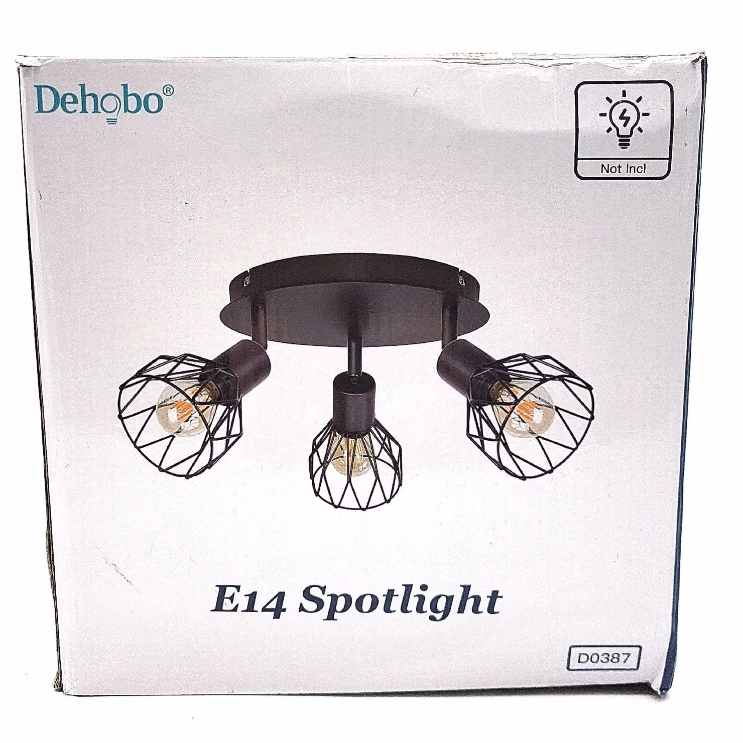 Dehobo Faretto da soffitto orientabile a 350°, lampada da soffitto E14 a 3 luci, nero (24,49)