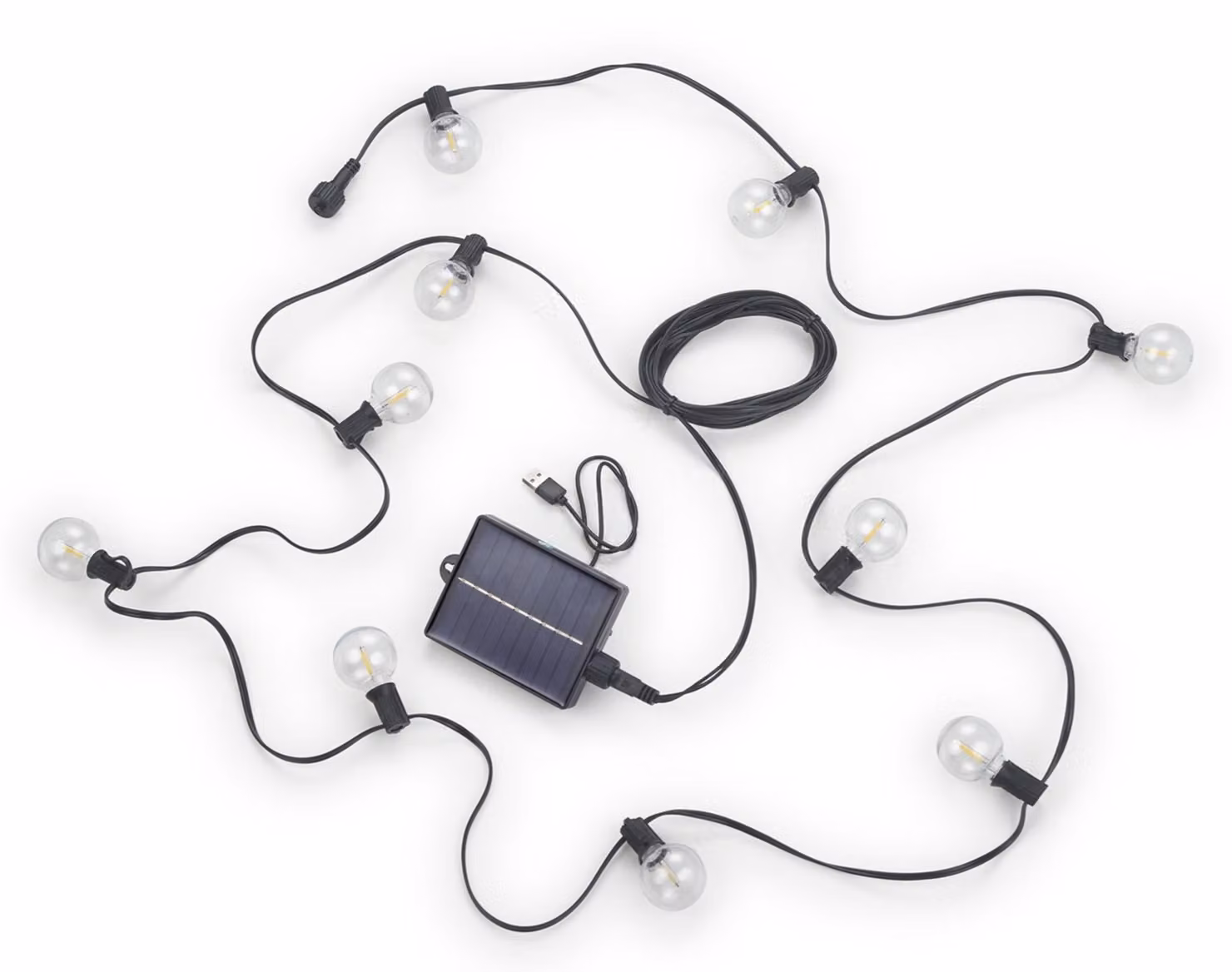 Catena luminosa solare, 5,7 metri, 10 LED, luce bianco caldo, dimmerabile, con telecomando